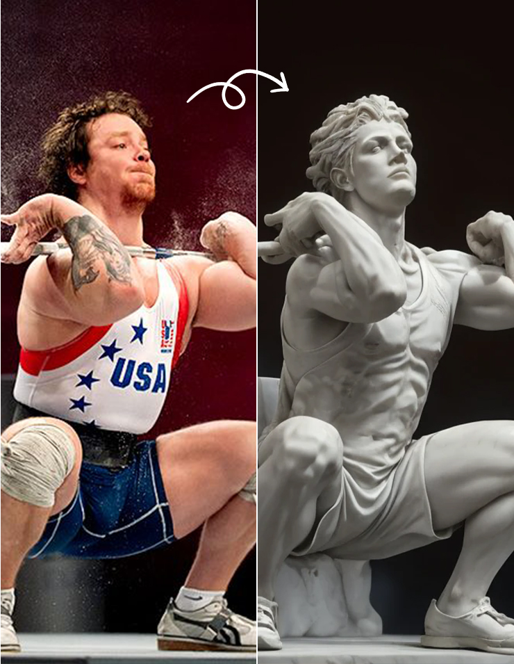 Upload a photo and travel back to ancient Greece with one click, transforming into a statue from the Renaissance era