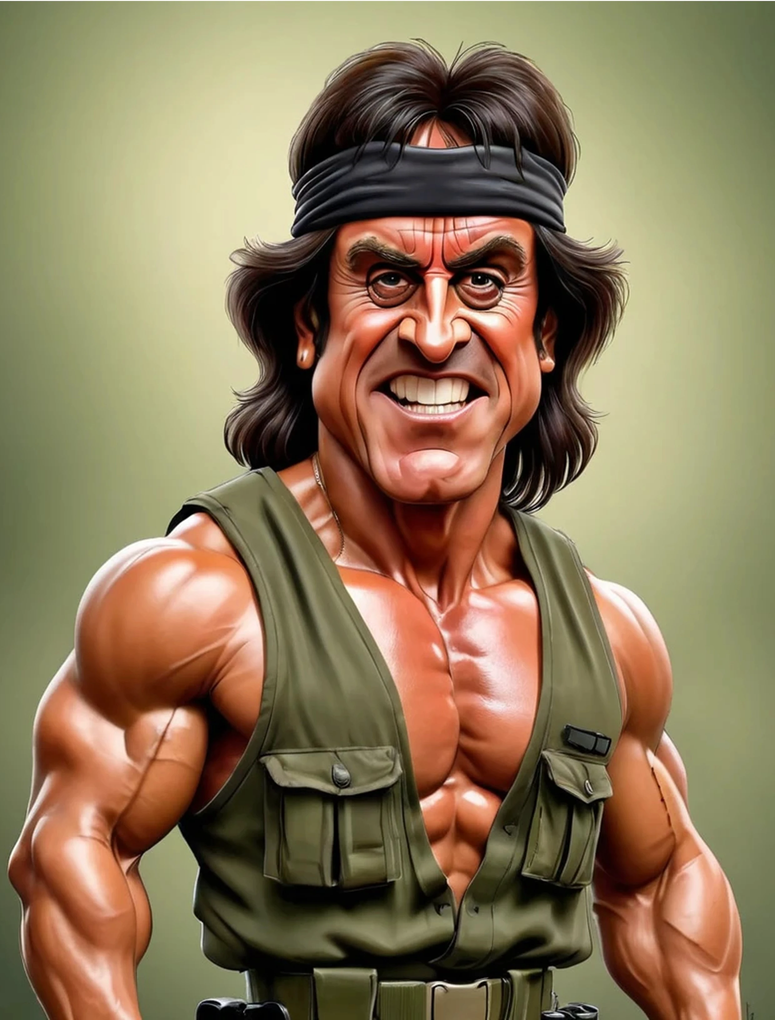 Caricatura engraçada de John J. Rambo