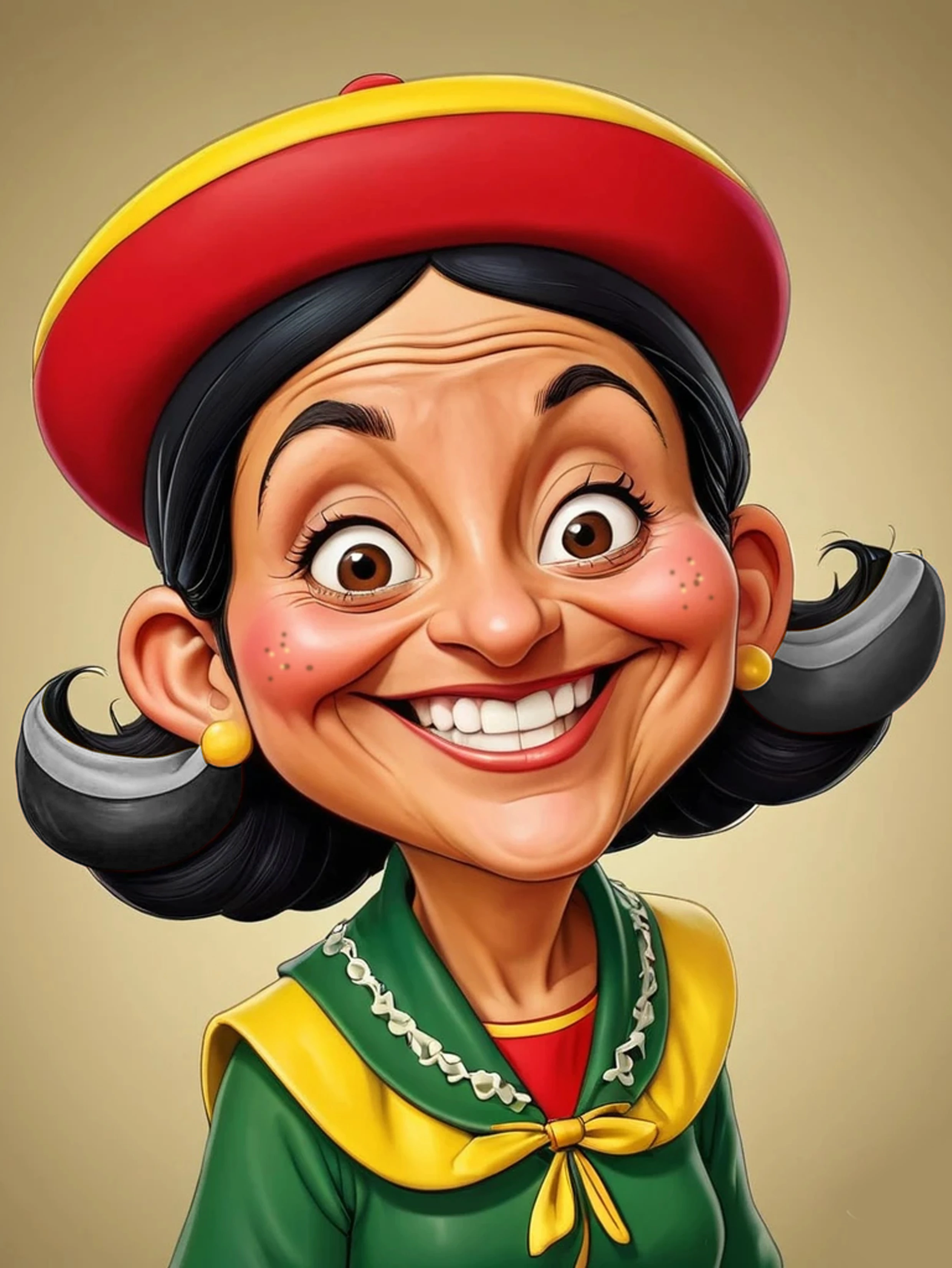 Caricatura engraçada de Chiquinha (La Chilindrina, no original)