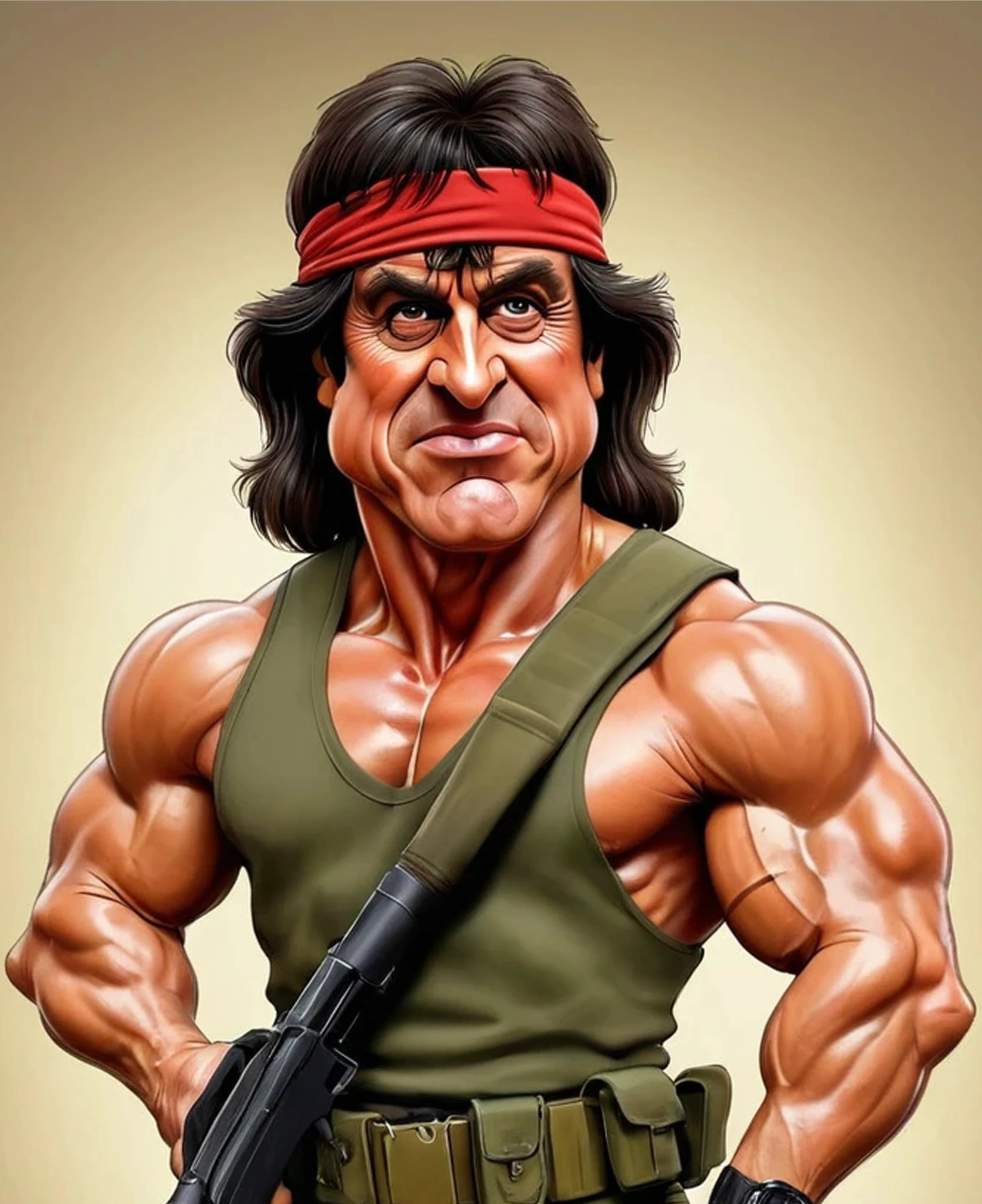 Caricatura engraçada de John J. Rambo