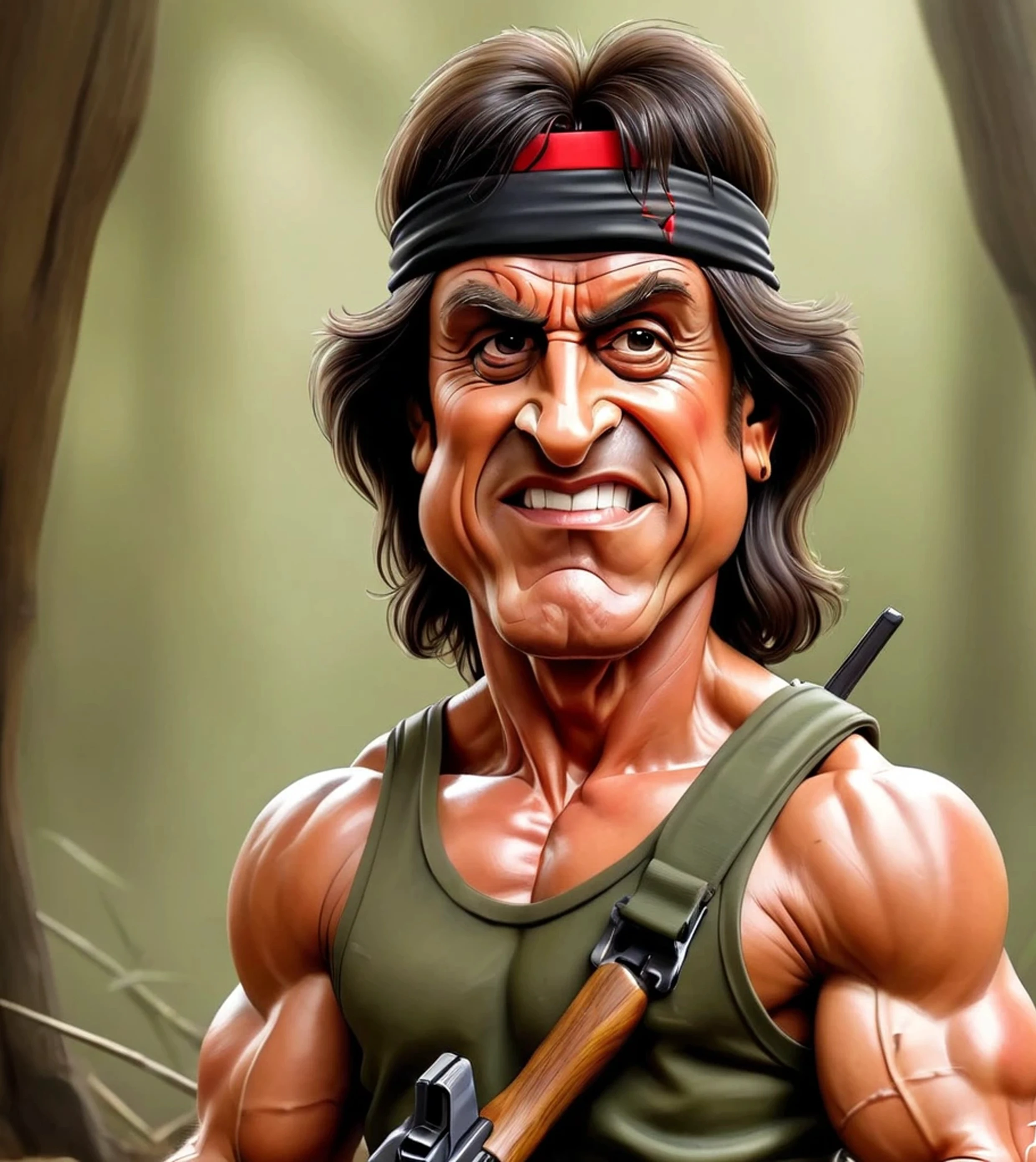 Caricatura engraçada de John J. Rambo