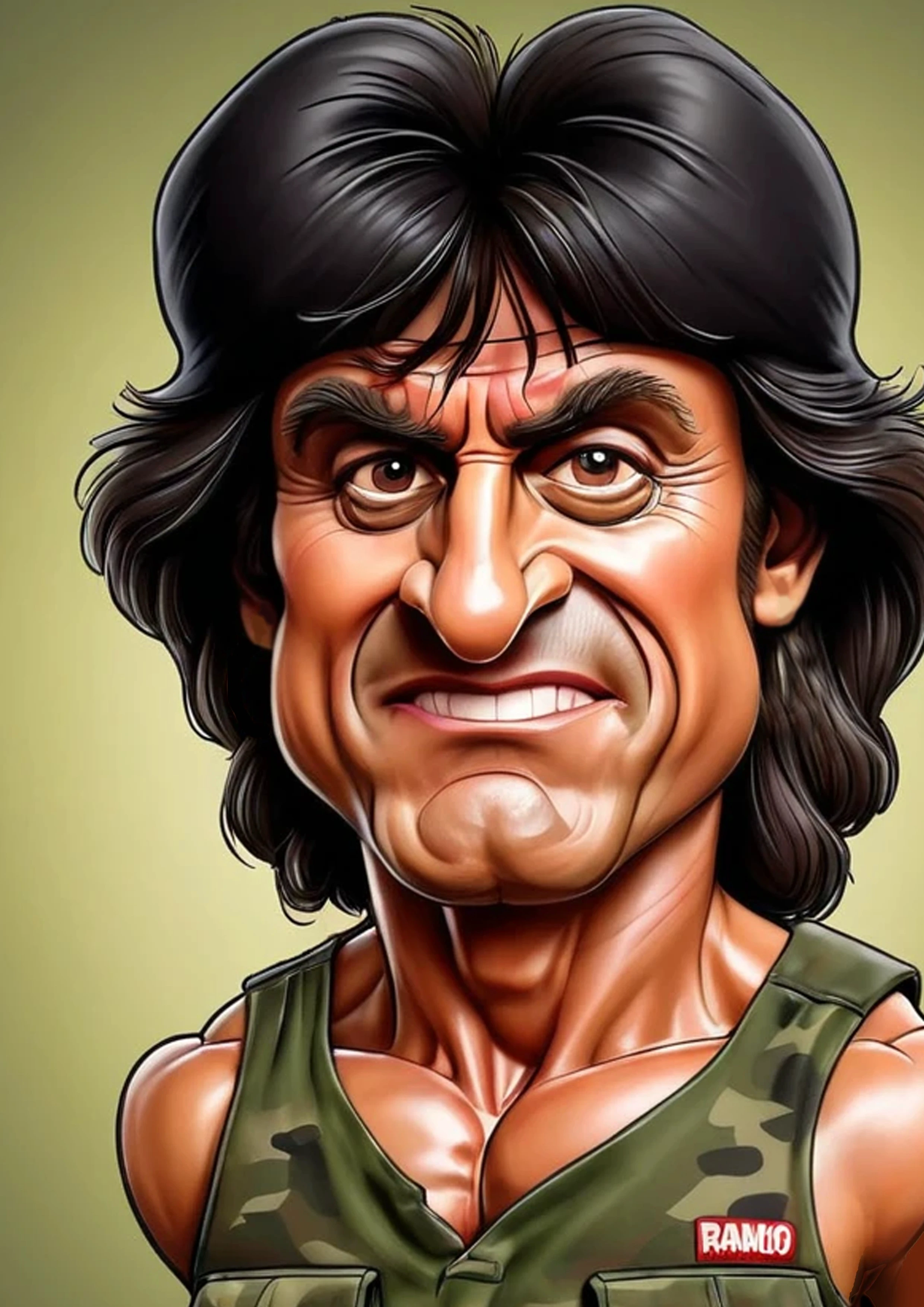 Caricatura engraçada de John J. Rambo