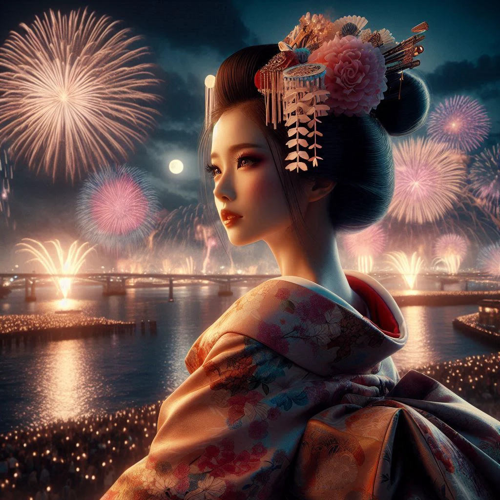 花火と芸者