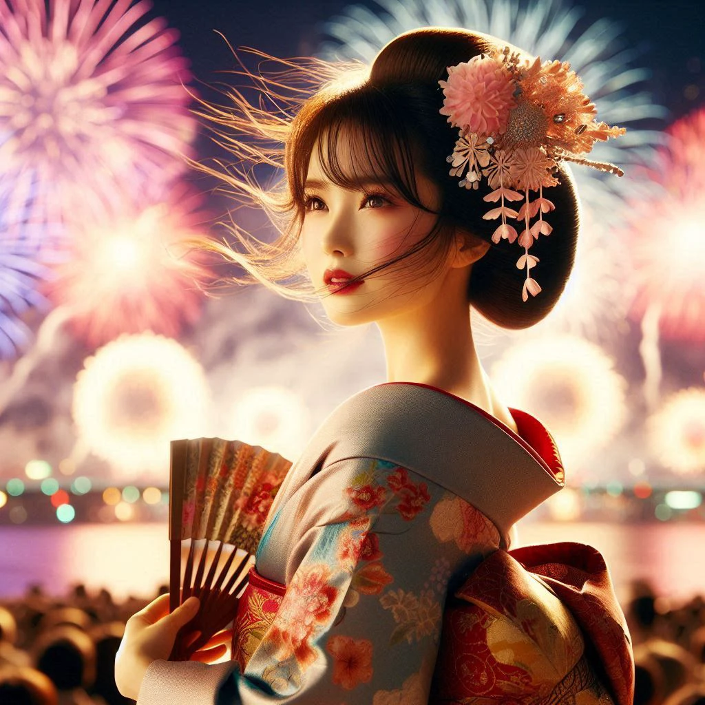 花火と芸者