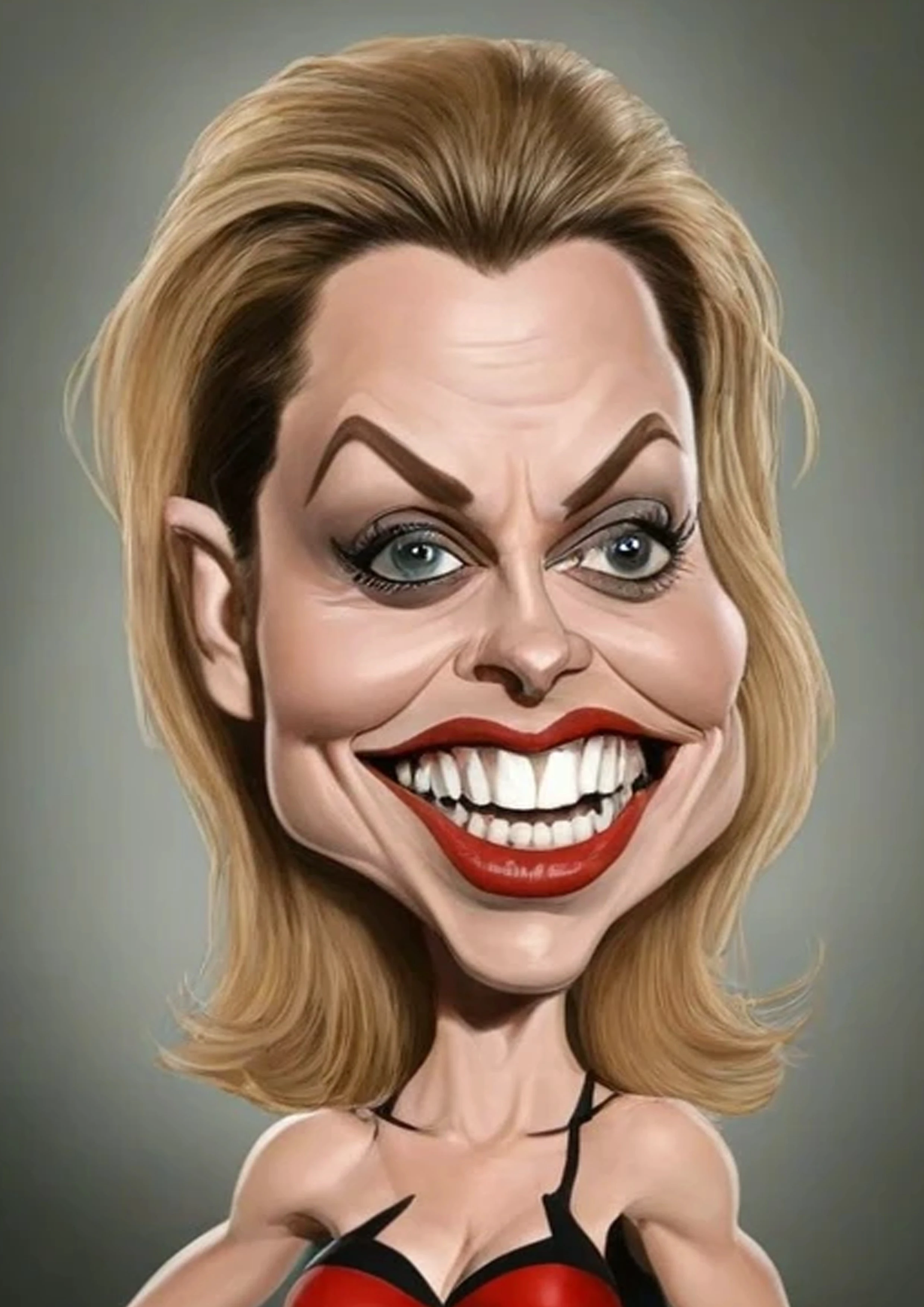 Caricatura engraçada de Beth Kane, a Alice da série "Batwoman"
