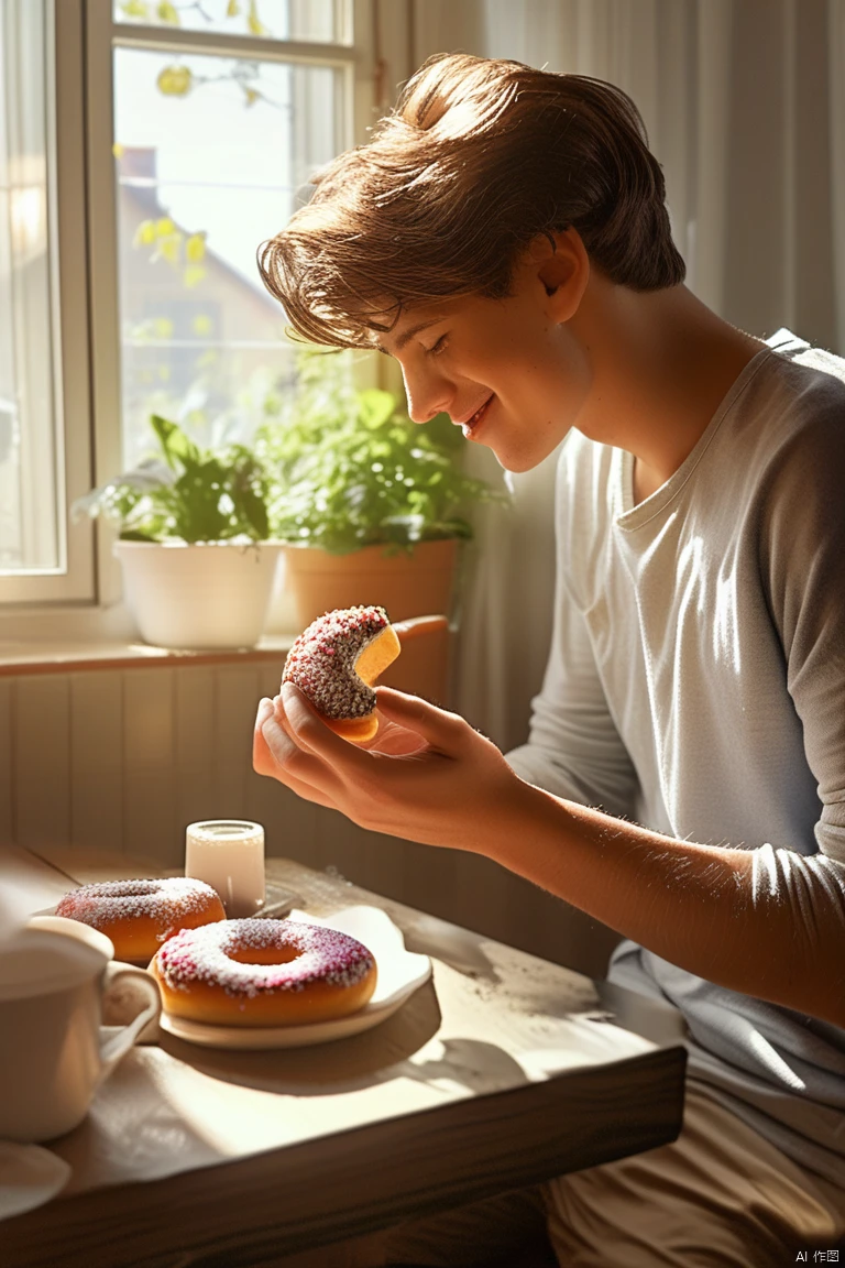 Eating Donuts/吃甜甜圈/ドーナツを食べる