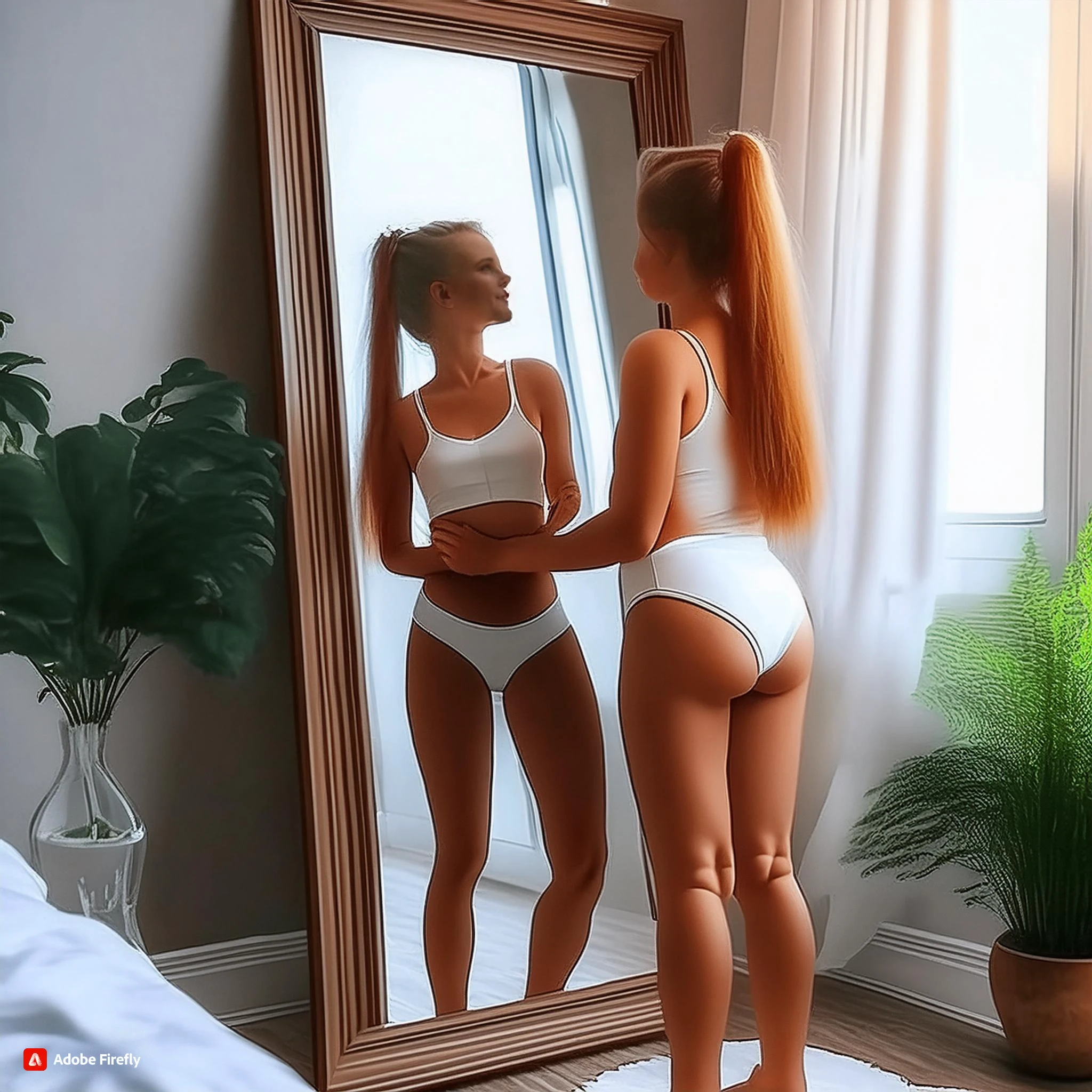 Modelo feminino vendo as mudanças do tempo em seu corpo!