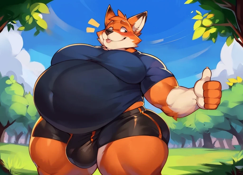 A fat orange fox at the park