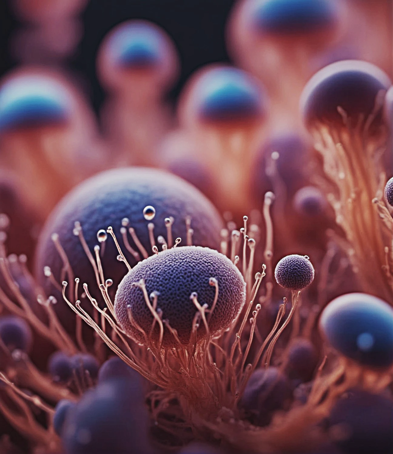 high quality microscopic lifeforms growing on a a skin cell