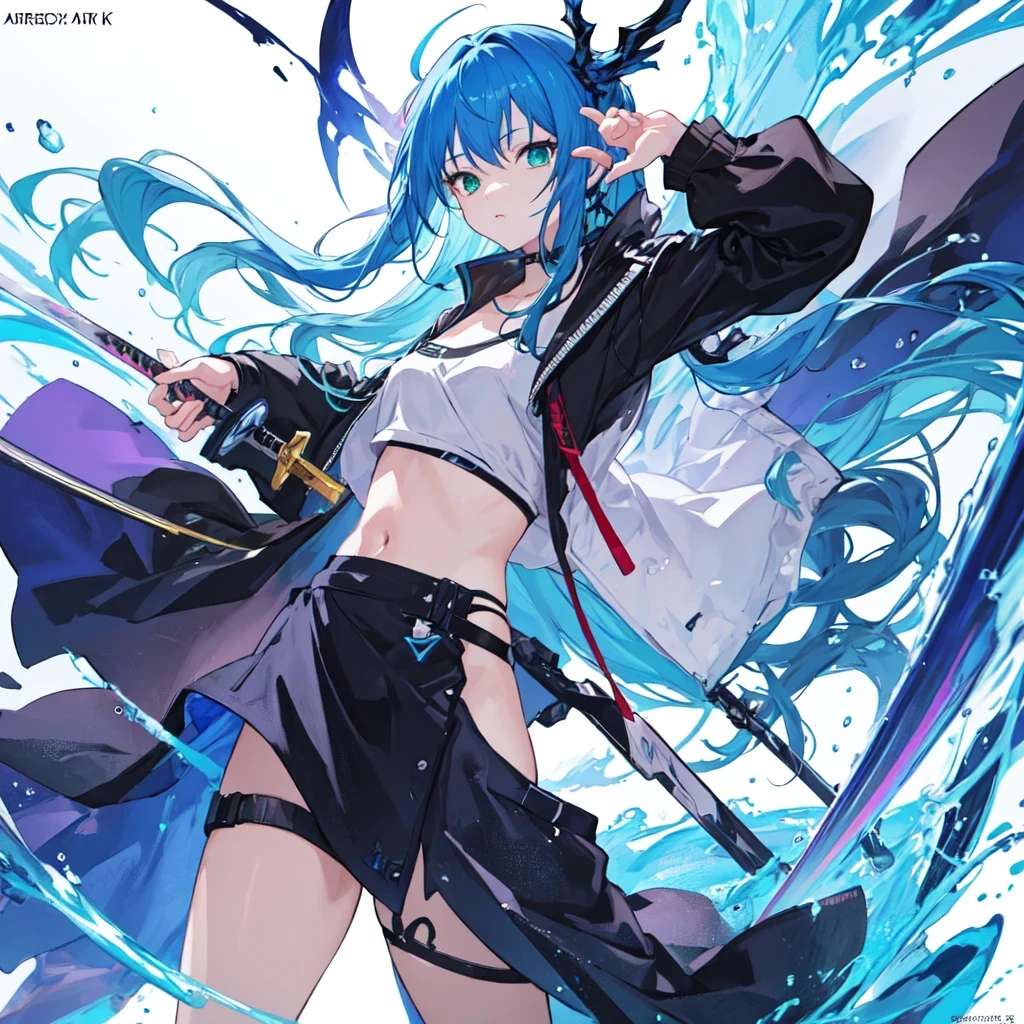 青い髪の剣士の女の子