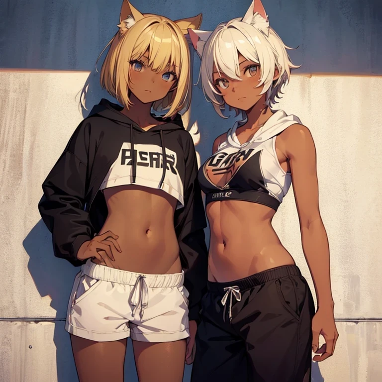 褐色,猫耳,へそ