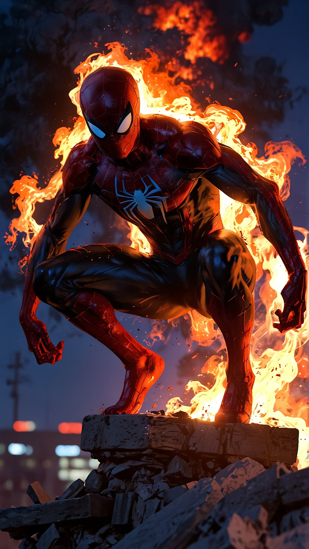 spider man in flames