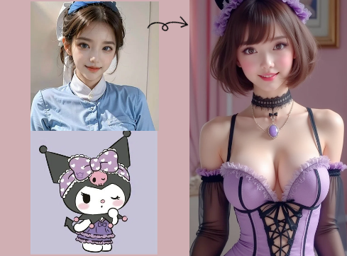 Upload a character reference image and any image as a lingerie design reference. Claude occasionally glitches, resulting in an anime-style output or completely unrelated images. This is a probabilistic event.