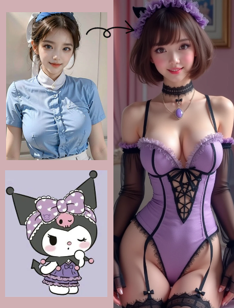 Upload a character reference image and any image as a lingerie design reference. Claude occasionally glitches, resulting in an anime-style output or completely unrelated images. This is a probabilistic event.