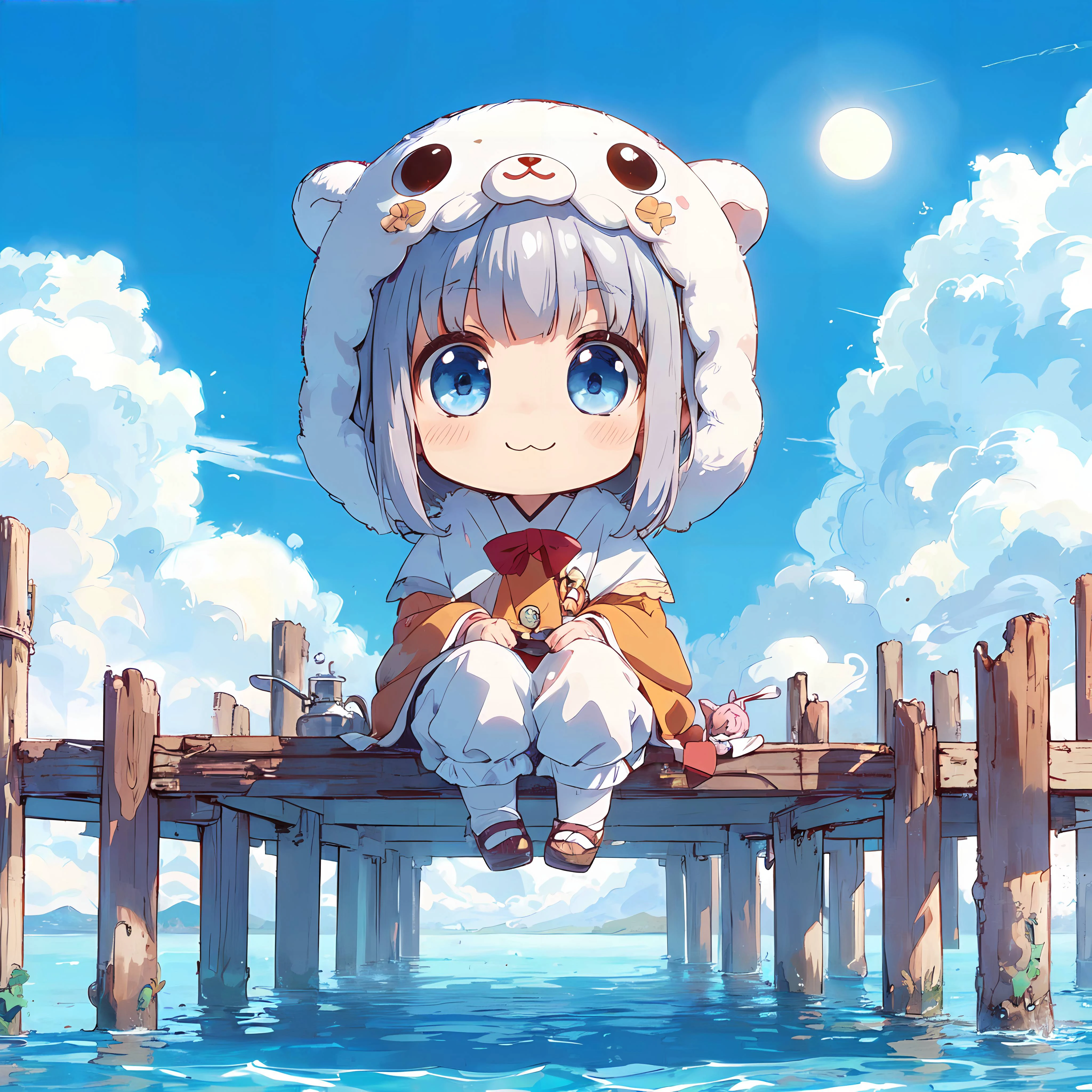 夏の桟橋とおチビちゃん