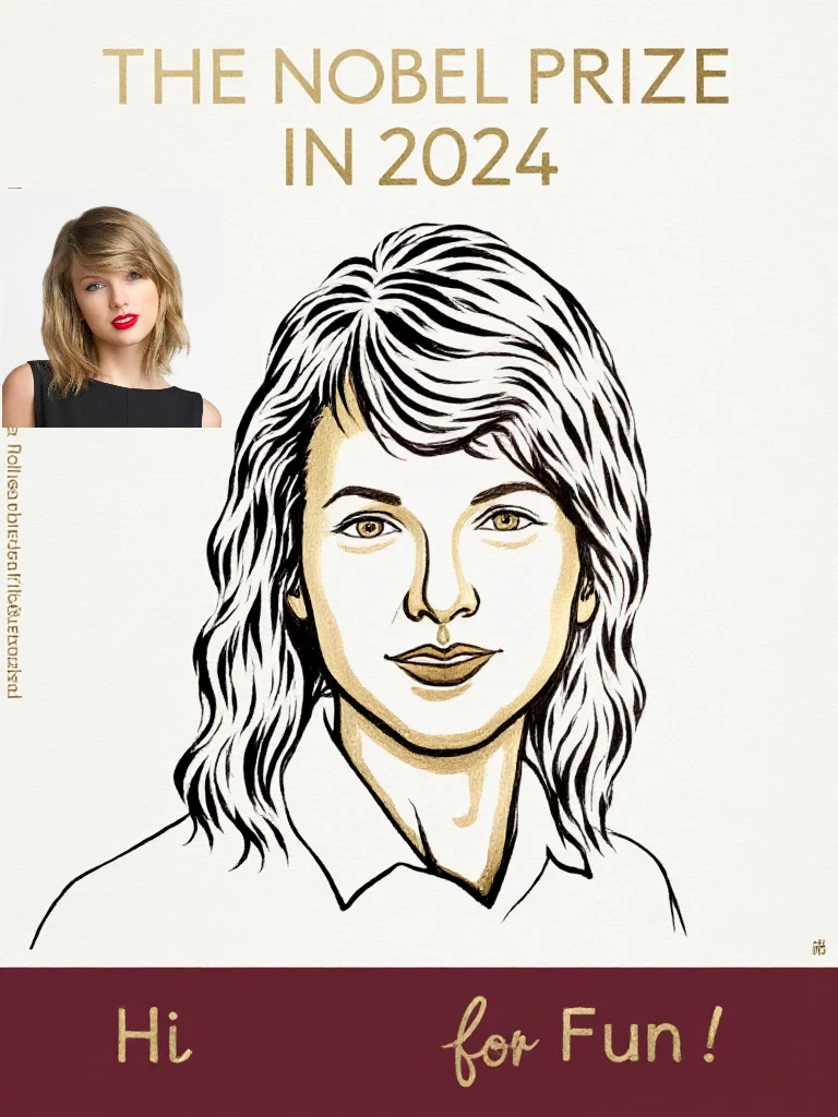 Make you win Nobel Prize via upload your photo Prompt：“A NOBEL24 portrait illustration of girl, gold and black pen sketch on textured paper. The title says "THE NOBEL PRIZE IN AI 2024”and you can add other text as you wish