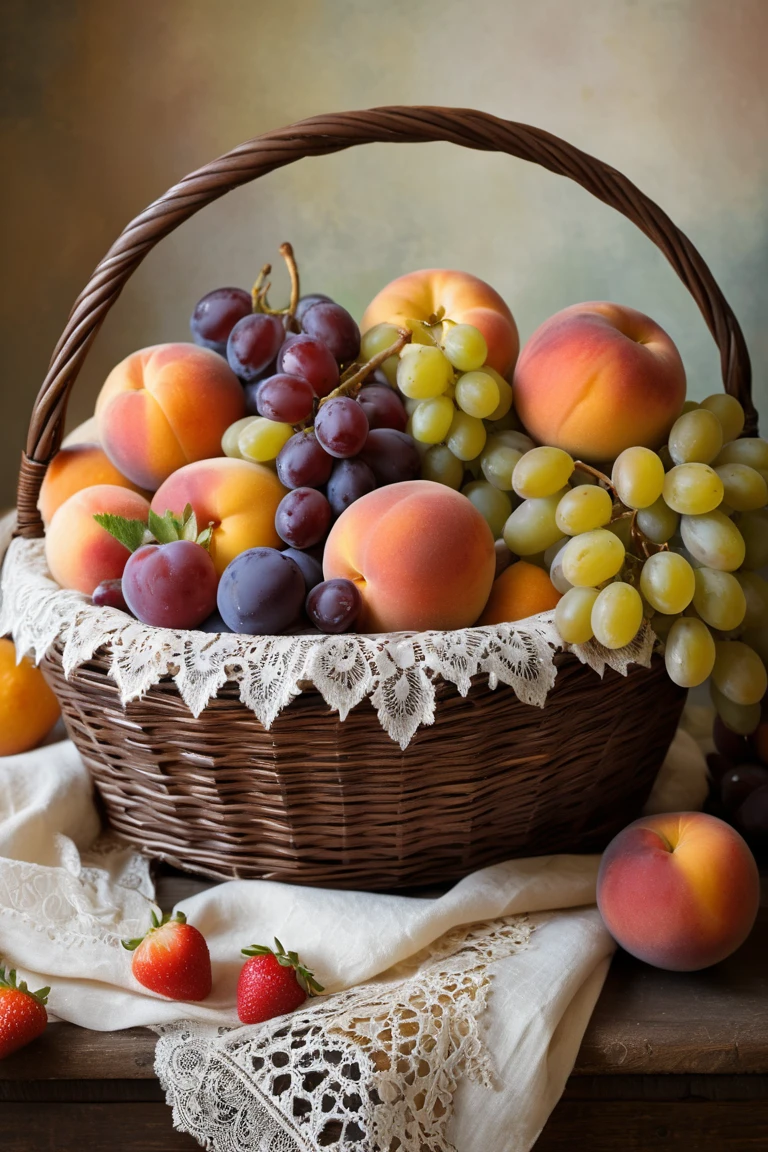  Timeless Harvest: A Vintage Still Life of Abundant Fruits