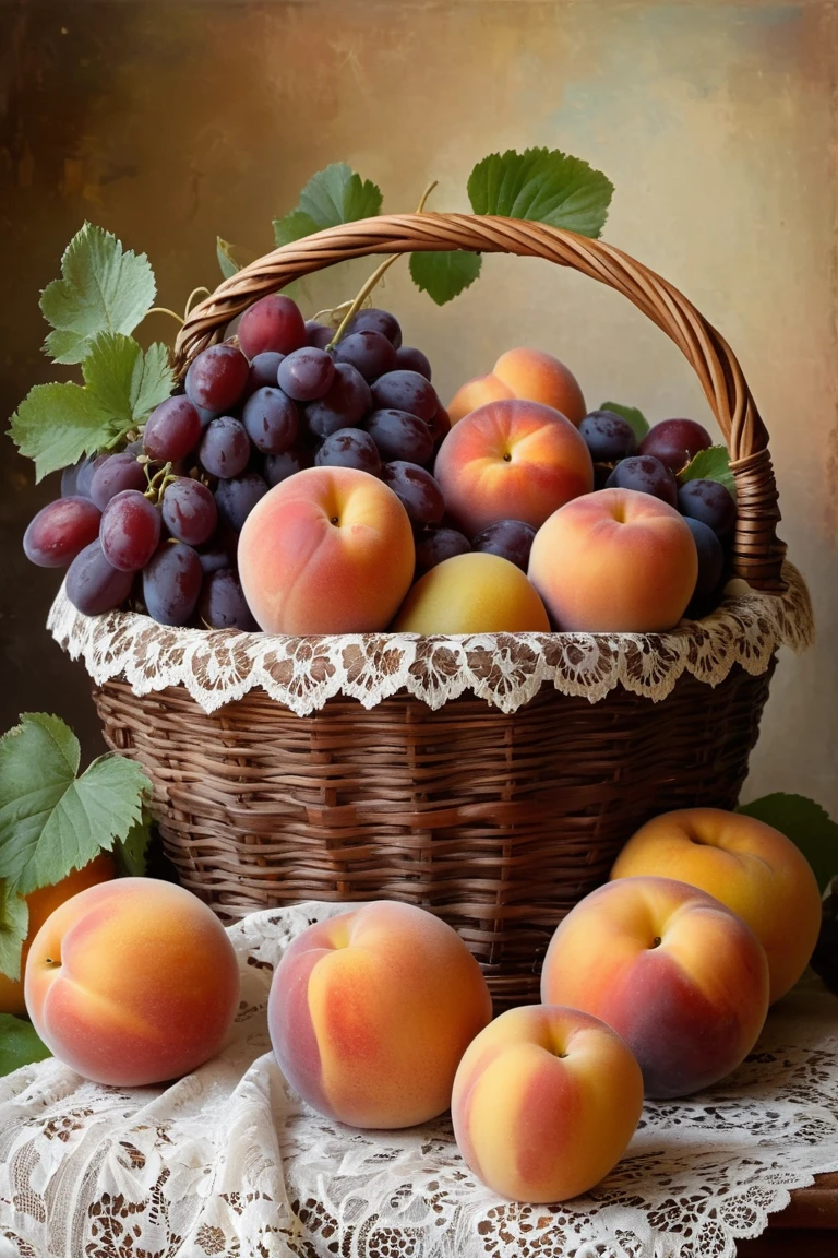  Timeless Harvest: A Vintage Still Life of Abundant Fruits