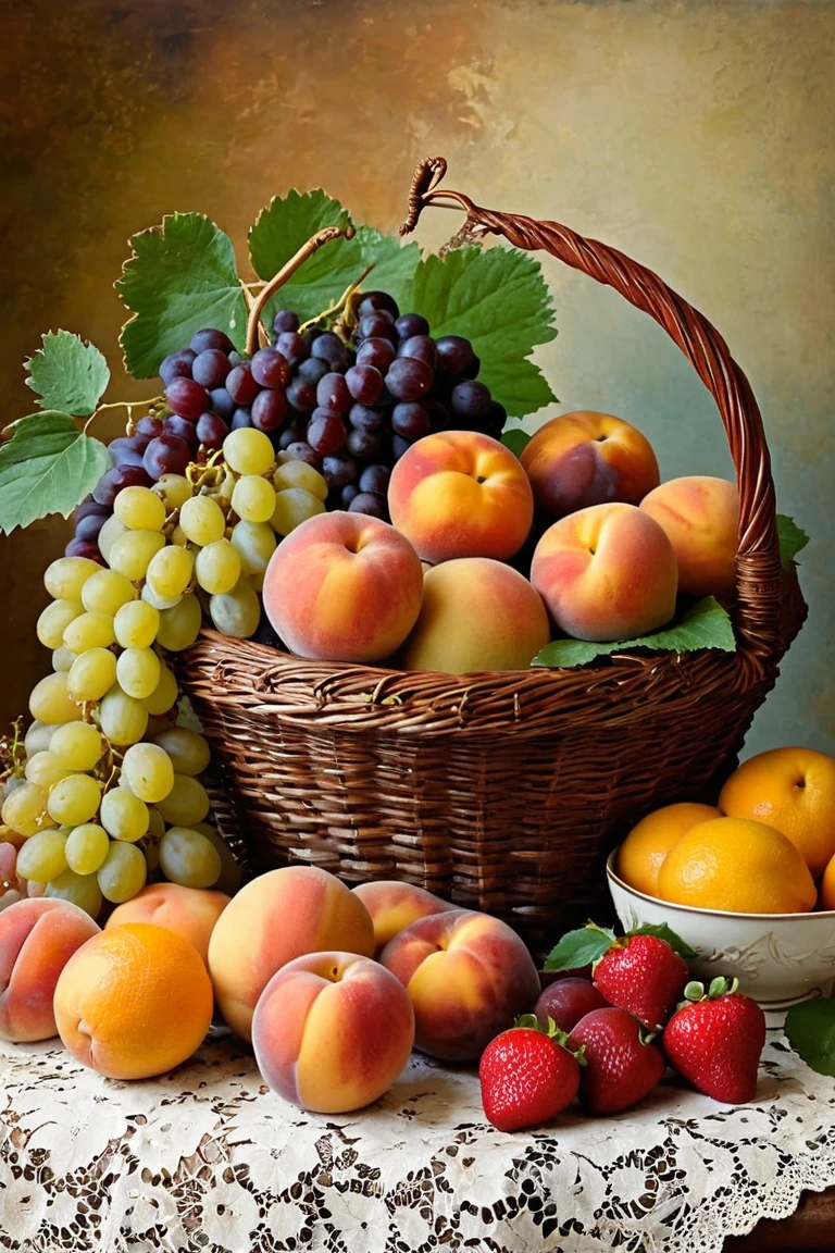  Timeless Harvest: A Vintage Still Life of Abundant Fruits