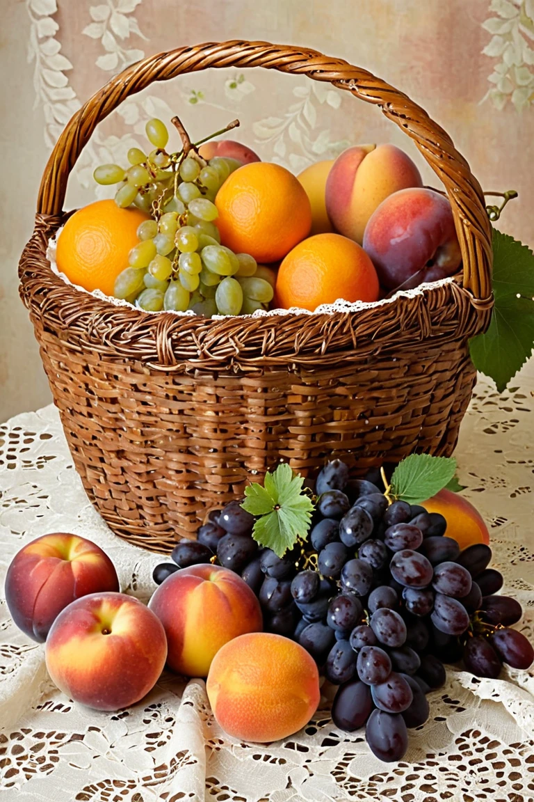  Timeless Harvest: A Vintage Still Life of Abundant Fruits