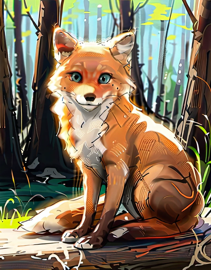 Cartoon Fox in the Wild.