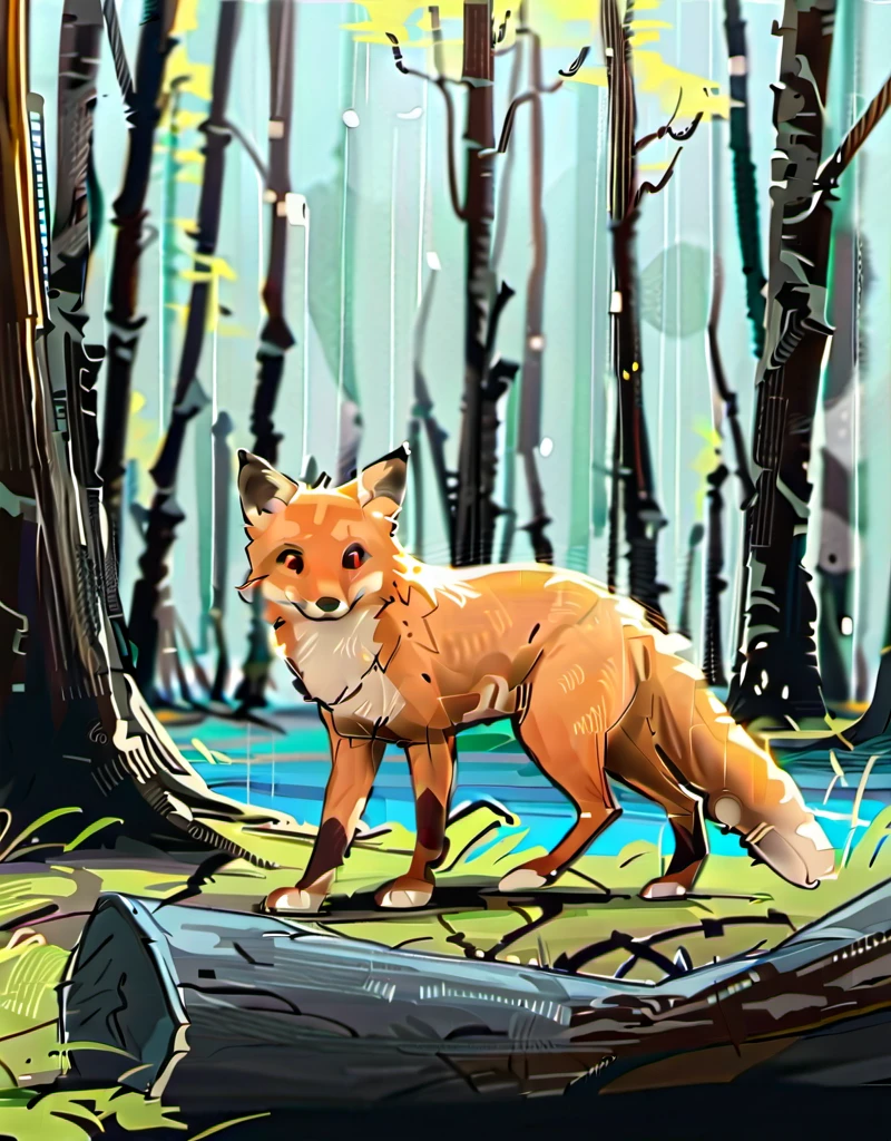 Cartoon Fox in the Wild.