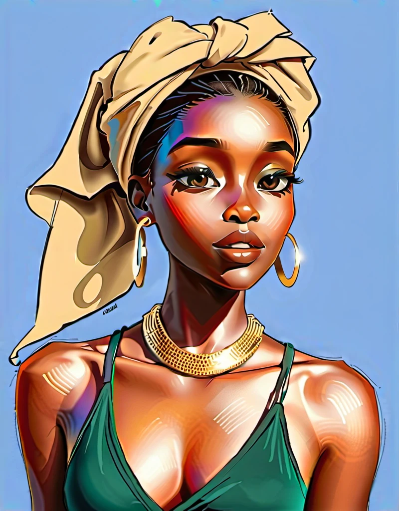 Cartoon Portriats of a Black Lady. (Krea)