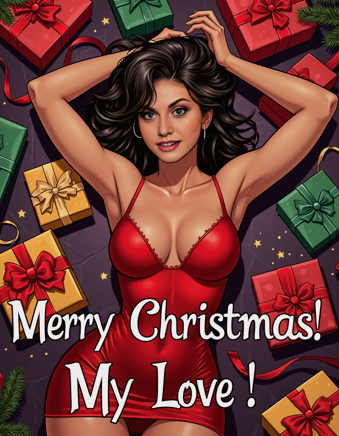 This AI tool easily generates an attractive & sexy Christmas poster featuring the face of your loved one and a personalized title or name 🎄❤️. Create a special and festive design to share with your loved ones, whether it’s your girlfriend, boyfriend, or anyone dear to you 🎁✨.<br><br><br><br>🎁 Update: The Custom Title feature is now available!