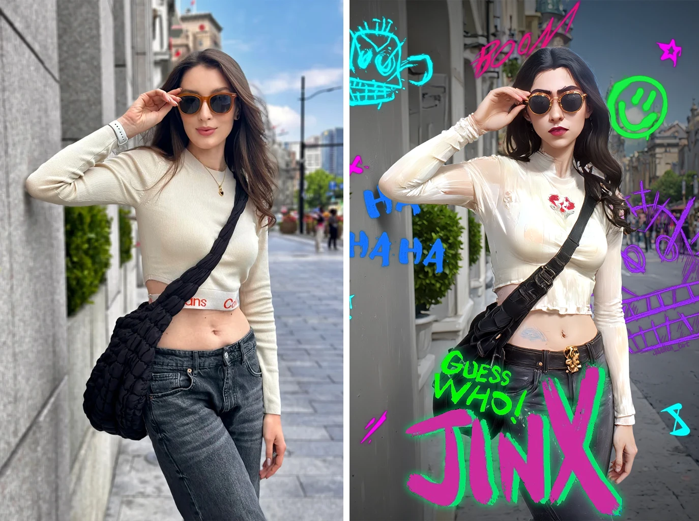 A bust shot works better<br>A half-body shot will look better