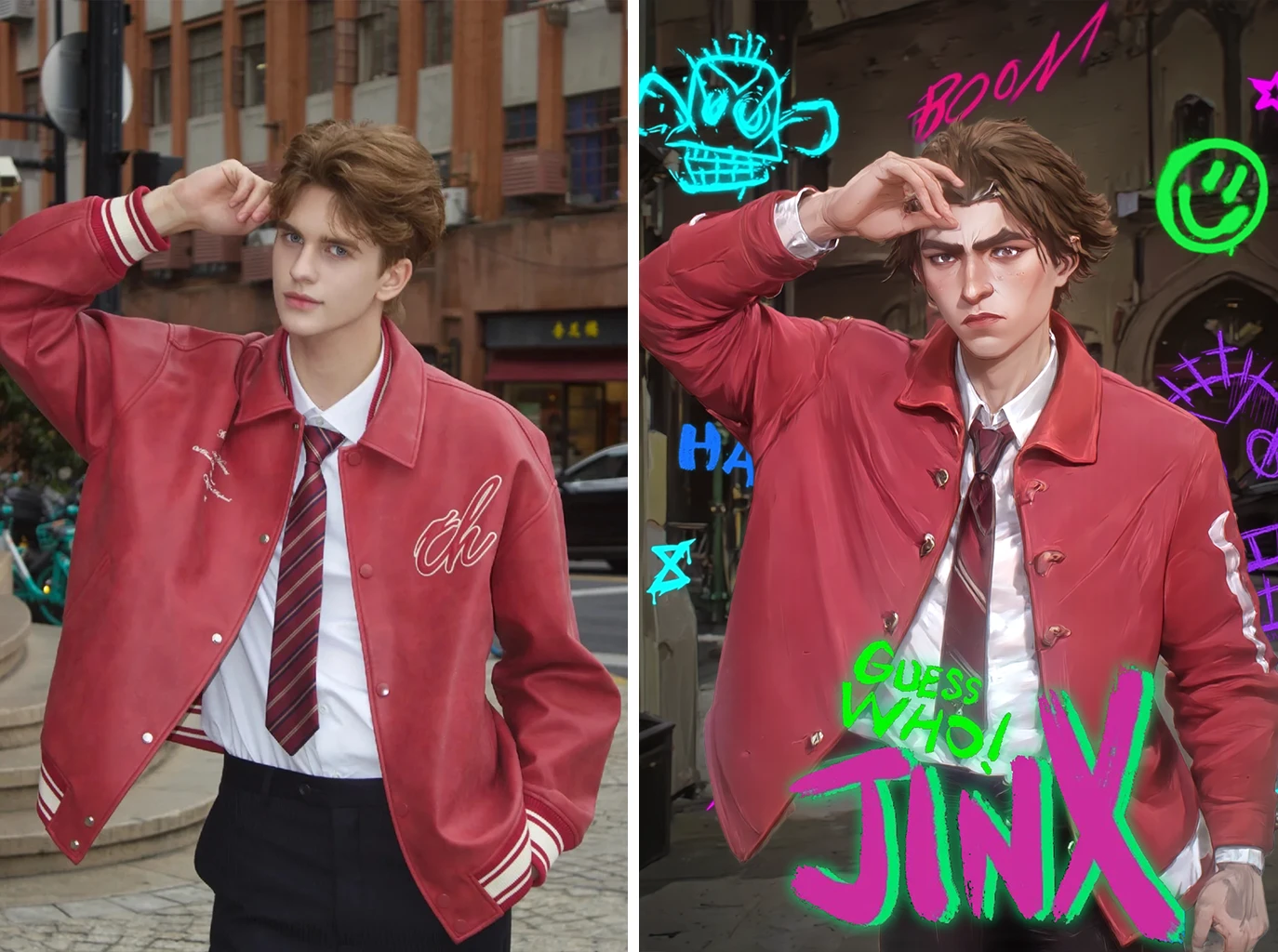 A bust shot works better<br>A half-body shot will look better