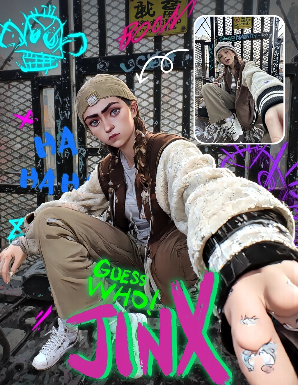 A bust shot works better<br>A half-body shot will look better