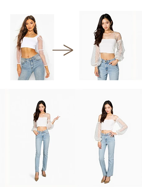 Input a reference picture with a person as the main subject and three pictures of people's poses, and three sets of consistent model pictures can be generated.