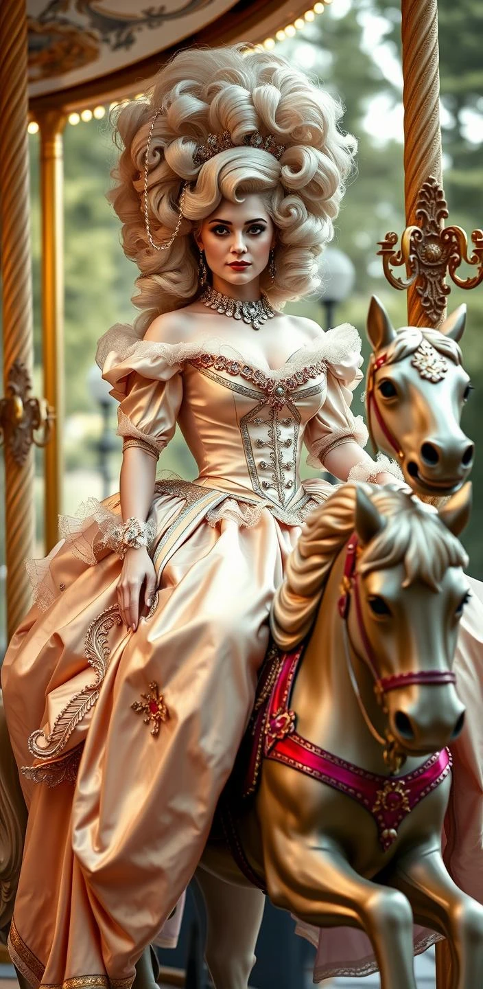 Rococo Lady on a merry-go-round horse