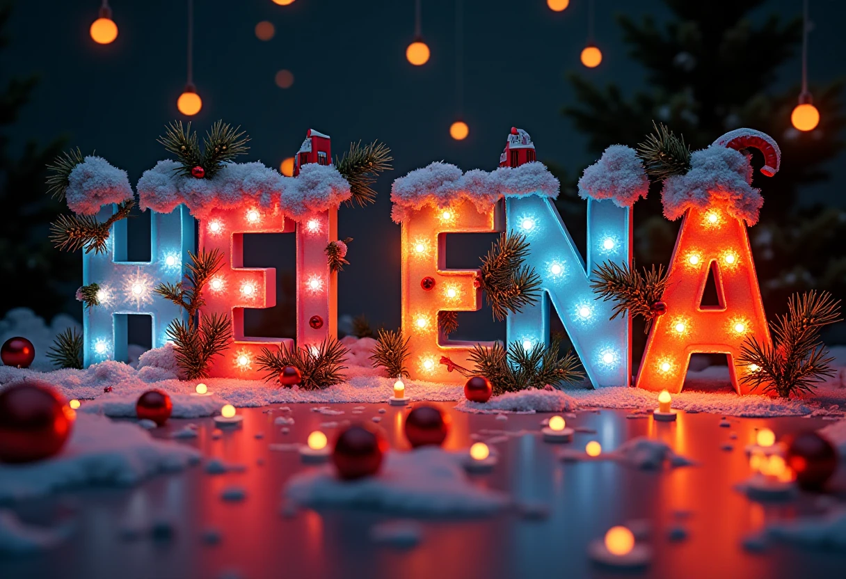 Enter your text and give it back with 3D text shape in Christmas and bulb style..