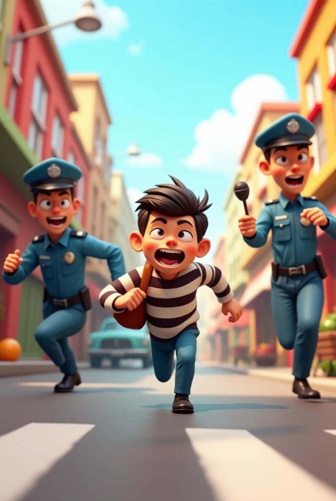 Thumbnail for youtube funny cartoon prison escape by running from single policeman