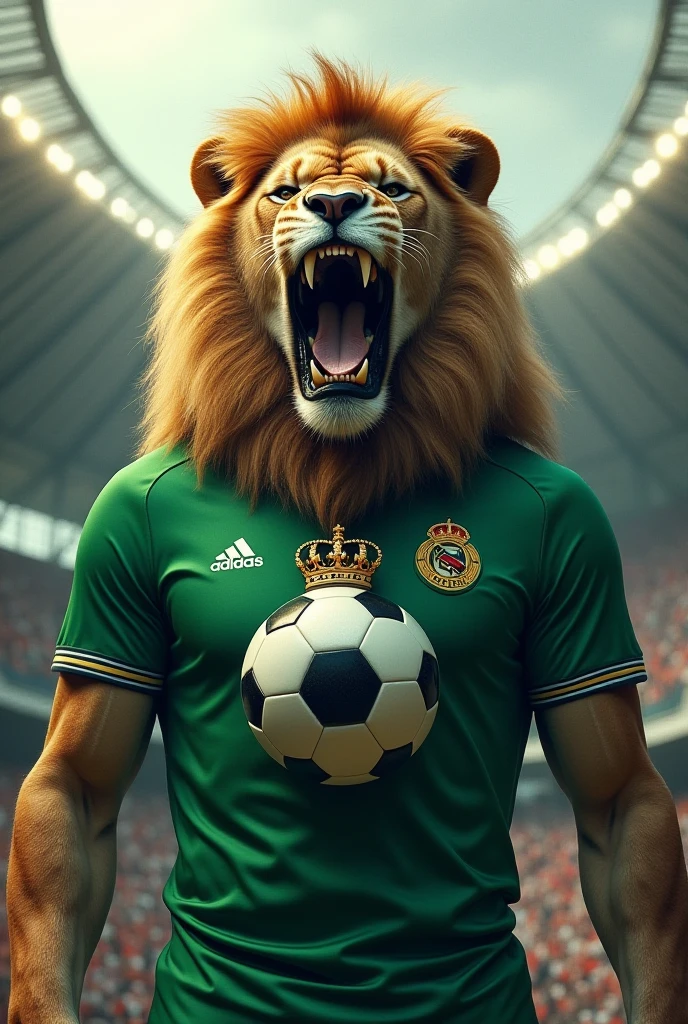 A victorious and strong lion with the will to win , spiteful look at the Portuguese Fc shirt