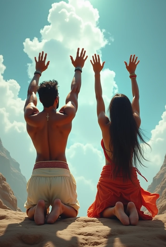 Lord shiva and parvathi flying and watch sunset , clouds, sunset,rainbow,golden hour, wind, fly, blue,white,red, birds, 