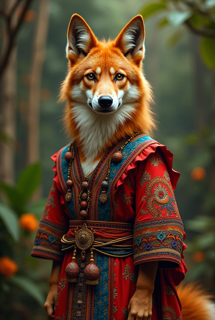 Lobo Guará wearing a Northeastern dress