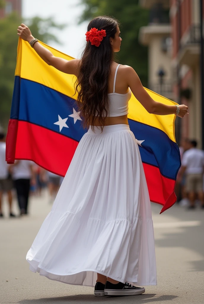 Alissa White Clutz covered with the Venezuelan flag of seven stars like this 🇻🇪