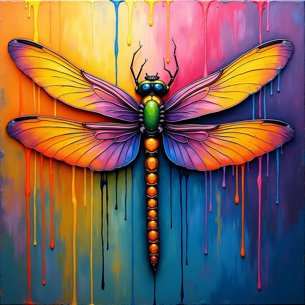 <lora:AbstractPattern:1> AbstractPattern close-up of a dragonfly with wings made of stained glass, vibrant and radiant