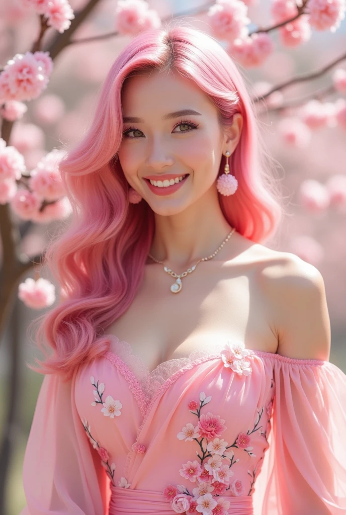 (masterpiece, best quality, beautiful and aesthetic:1.3), side view, look back, 1 girl, Happy, smirk, (Claret hair Gradient pink hair:1.6), Absurdly long hair, half updo half up half down, wavy end, shiny hair, Flowing hair, (glowing purple eyes), Exquisite eyes, Aqua eyes, Super high detail eyes, long upper eyelashes, cosmetic, focus on face, Very rich facial details, Pretty Face, Perfect breasts, Hot body, (The skin texture is delicate:1.2), white Wedding dress, Lace-trimmed dress, transparent, Wedding dress, outdoor, White Rose, garden, morning, Everlasting, Very detailed,