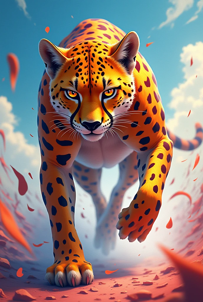 Cheetah animal in anime graphic