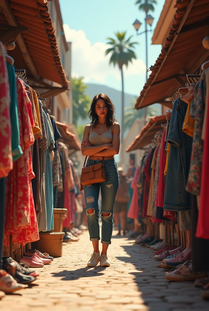 ((Mejor calidad)), ((Obra maestra)), (detallado), cara perfecta, dressed woman walking through cusco streets, stone streets, wearing tight jeans, sexy women, bare feet, no shoes, realistic, great detail, sitting, dark black hair