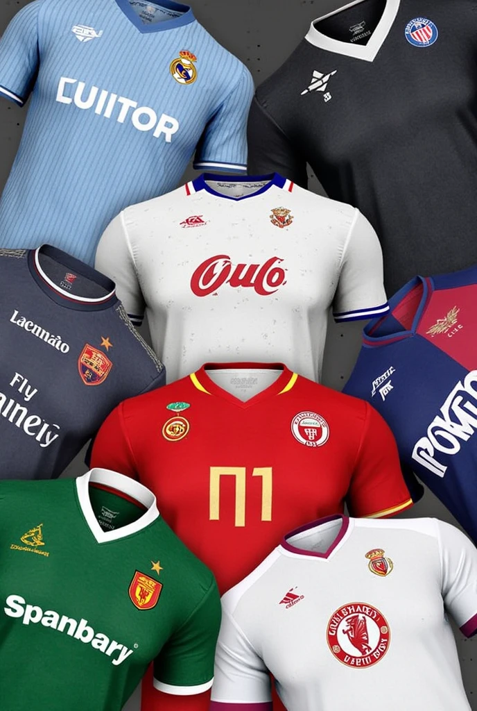 All Messi's shirts, in three rows of three t-shirts on a black background, organized by year without dates