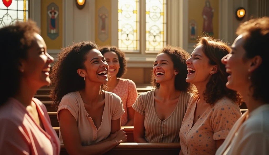 Plans of smiling people, sharing moments, the music resonating in the church.