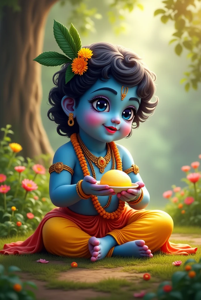 Krishna iting laddu