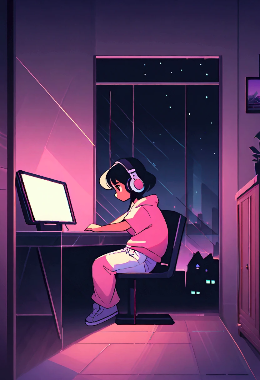 (zero), asian big boy wearing diapers studying in room, black hair, brown eyes, Reading a book, Wear headphones, ,night lighting, Neon scenery on a rainy day,Analog Color Theme, Lo-fi Hip Hop , review, flat, 2.5D ,Draw a line, Ink painting, Large slope, Watercolor, Goosh Colors, Studio Ghibli style, Great colorful, Outerton, Synthwave, Lofi Art,90s Style,Old Texture, amplitude,90s vibe, Tabletop, Great technology,