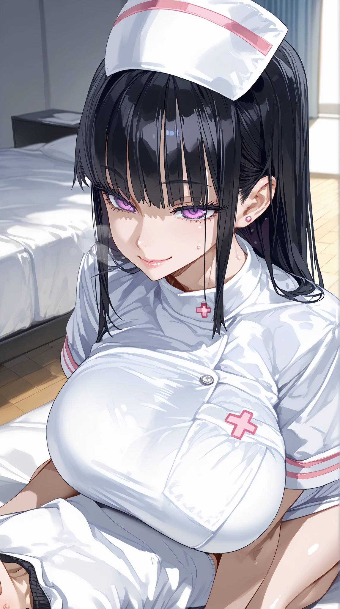 1girl,close-up face,
(Glansjob  :1.3), throw,straddling, girl on top,
from side, 
Night hotel room,
throw 、Black Hair、pink color nurse costume、

heavy breathing, smile

BREAK gyaru female, 20 yo, black hair, updo, messy good, low good, good,
sidelocks, bangs,
purple eyes, eyelashes, narrowed eyes, huge breasts,
 from above 、  open their mouths wide、

BREAK male,Shota, ,
masterpiece,best quality,amazing quality,newest, explicit,
Watch ukkrious , (real skin:1),(Fully clothed:1.3)