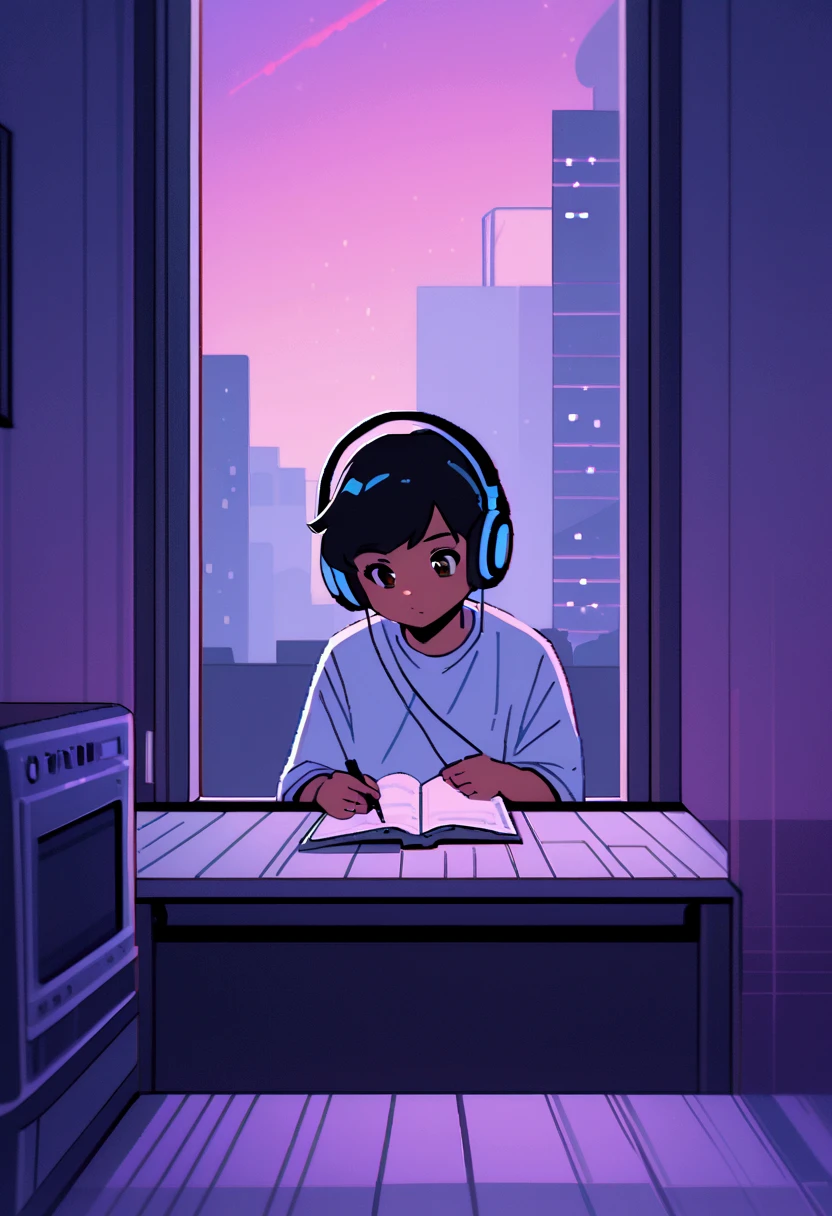 (zero), asian big male teenager wearing diapers studying in room, short black hair, brown eyes, Reading a book, Wear headphones, ,night lighting, Neon scenery on a rainy day,Analog Color Theme, Lo-fi Hip Hop , review, flat, 2.5D ,Draw a line, Ink painting, Large slope, Watercolor, Goosh Colors, Studio Ghibli style, Great colorful, Outerton, Synthwave, Lofi Art,90s Style,Old Texture, amplitude,90s vibe, Tabletop, Great technology,