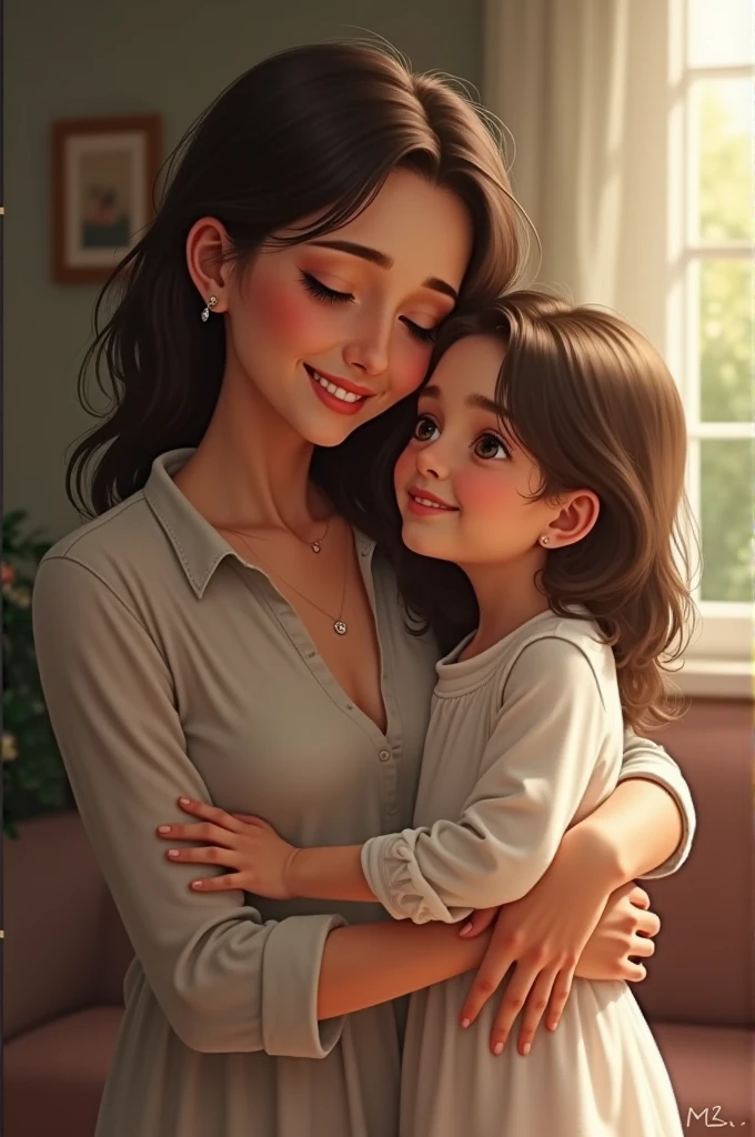 a beautiful boy (4 years old) (Jonathan Lipnicki) is in the arms of his mother with the face of Nina Dobrev,illustration,medium,loving mother,adorable boy,happy and relaxed atmosphere,bright colors,soft lighting,high-quality artwork,detailed features,best quality,ultra-detailed,realistic,portrait,painting,classic style,warm color tones,professional,studio lighting(Highest quality、Tabletop、8k、Best image quality、Award-winning works)、(thai mother holding her baby:1.1)、Accentuate your body lines、Ultra HD Hair、Ultra high resolution perfect beautiful teeth、The most beautiful smile is looking at me、Ultra-high definition beauty face、Ultra HD Hair、Ultra HD Shining Eyes、Shining ultra-high definition white skin、Super high quality glossy lip、(Accurate anatomy:1.2)、(Extremely blurred luxury hotel bedroom background:1.1)、(Strongly blurred background:1.1)、Luxury wall decor、Luxury Interior、(Royal VIP bedroom in the finest hotel:1.2)、(Moody and luxurious lighting:1.1)
